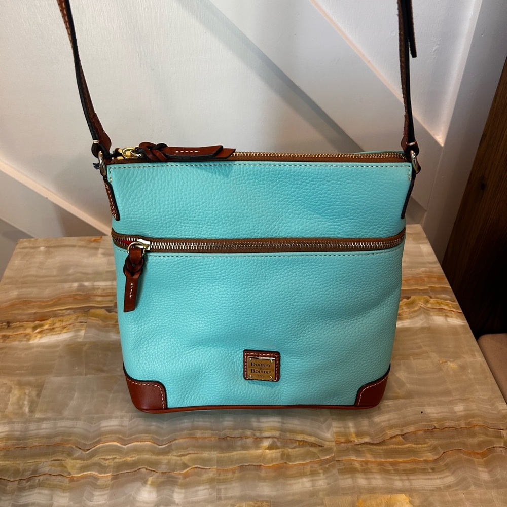 Dooney & Bourke Turquoise and Brown Crossbody Bag